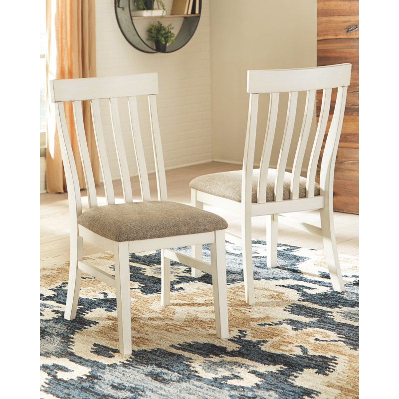 Highland Dunes Mackinnon Upholstered Slat Back Dining Chair in White